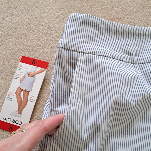 ❤️ S.C.& Co Pull On Skort Blue White Striped Stretch Skirt Women's Various Sizes - Picture 7 of 14